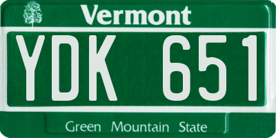 VT license plate YDK651