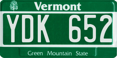 VT license plate YDK652