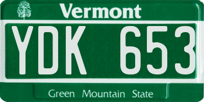 VT license plate YDK653