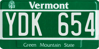 VT license plate YDK654