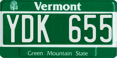 VT license plate YDK655