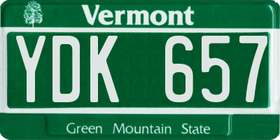 VT license plate YDK657