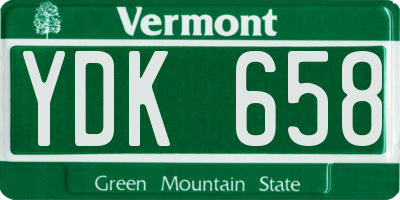 VT license plate YDK658