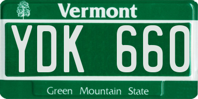 VT license plate YDK660