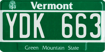 VT license plate YDK663