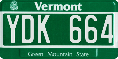 VT license plate YDK664