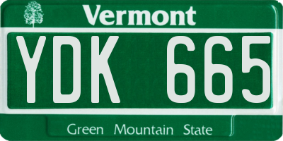 VT license plate YDK665