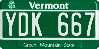 VT license plate YDK667