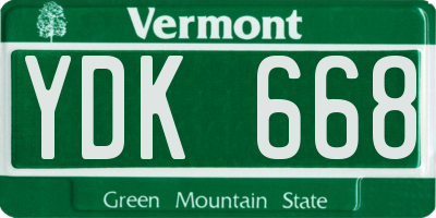 VT license plate YDK668