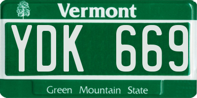 VT license plate YDK669