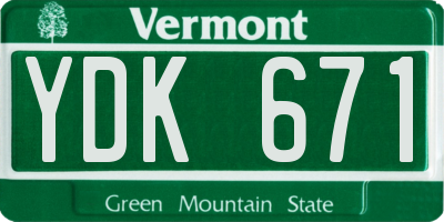 VT license plate YDK671