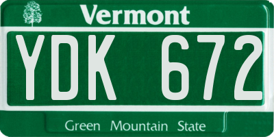 VT license plate YDK672