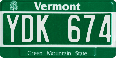 VT license plate YDK674