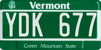VT license plate YDK677