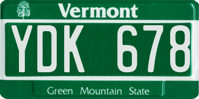 VT license plate YDK678