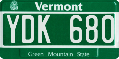 VT license plate YDK680