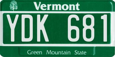 VT license plate YDK681