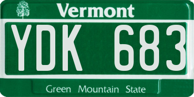 VT license plate YDK683