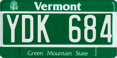 VT license plate YDK684