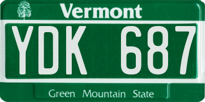 VT license plate YDK687