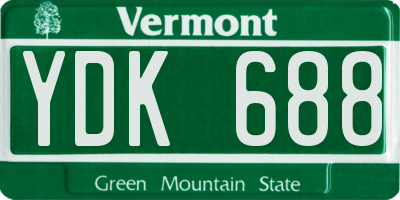 VT license plate YDK688