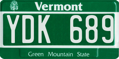 VT license plate YDK689