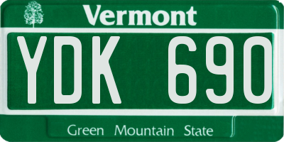VT license plate YDK690