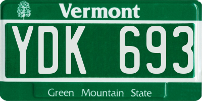 VT license plate YDK693