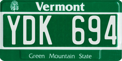 VT license plate YDK694