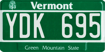 VT license plate YDK695