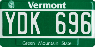 VT license plate YDK696