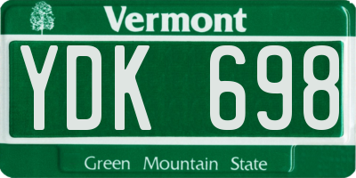 VT license plate YDK698