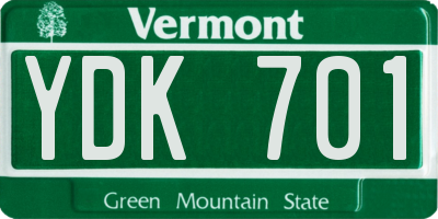 VT license plate YDK701