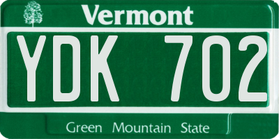 VT license plate YDK702