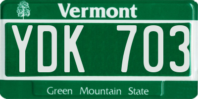 VT license plate YDK703