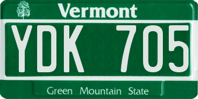 VT license plate YDK705