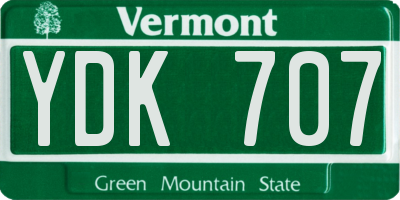 VT license plate YDK707