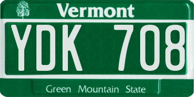 VT license plate YDK708