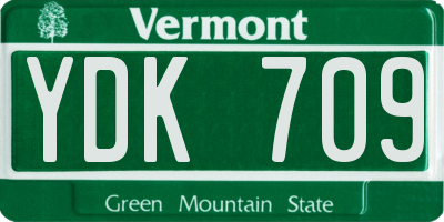 VT license plate YDK709