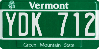 VT license plate YDK712