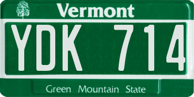 VT license plate YDK714
