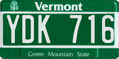 VT license plate YDK716