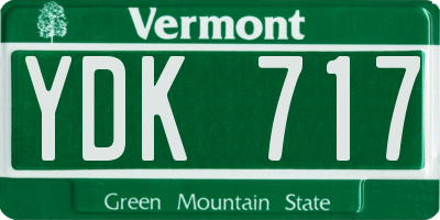 VT license plate YDK717