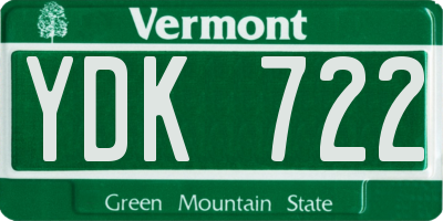 VT license plate YDK722