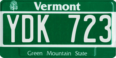 VT license plate YDK723