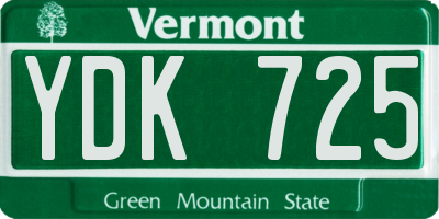 VT license plate YDK725