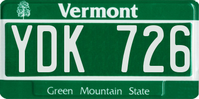 VT license plate YDK726