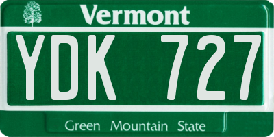 VT license plate YDK727