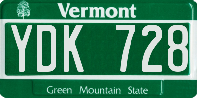 VT license plate YDK728