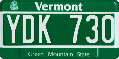 VT license plate YDK730